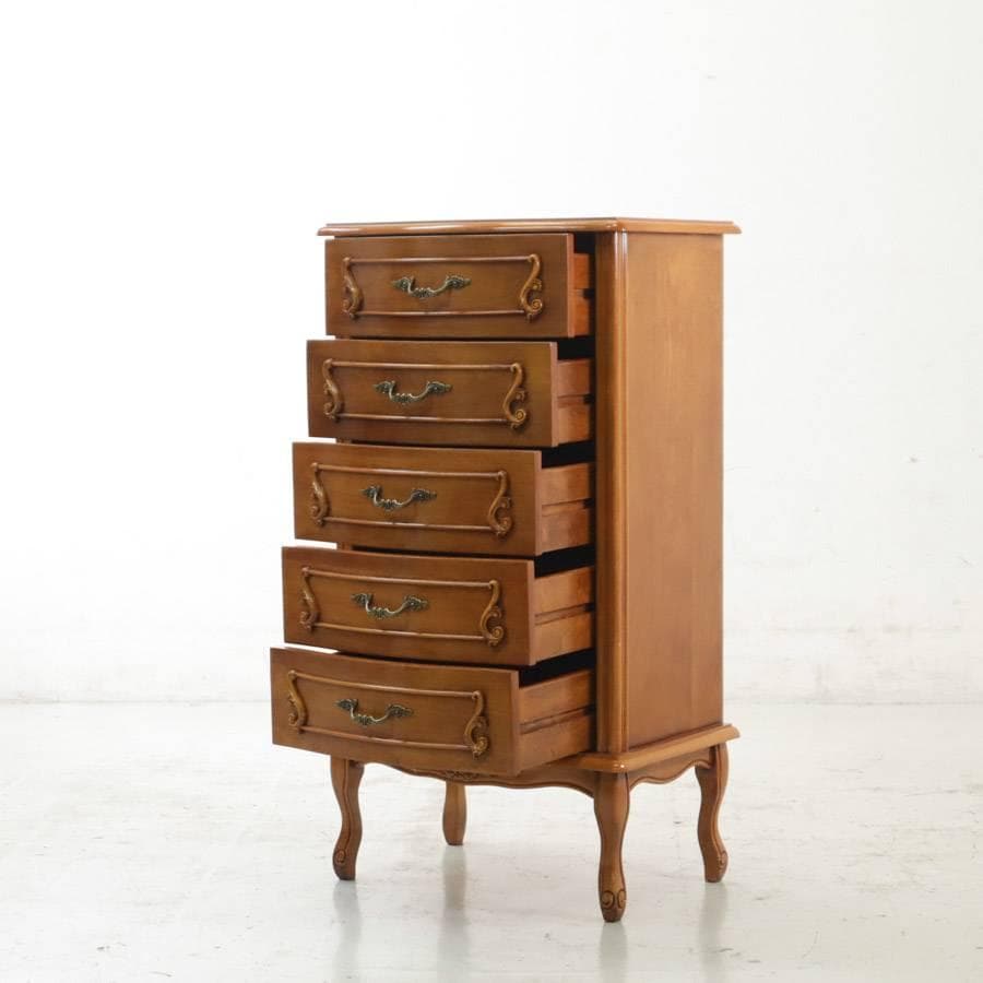 値下アンティーク調 猫脚 サイドチェスト 5段 電話台 FAX台