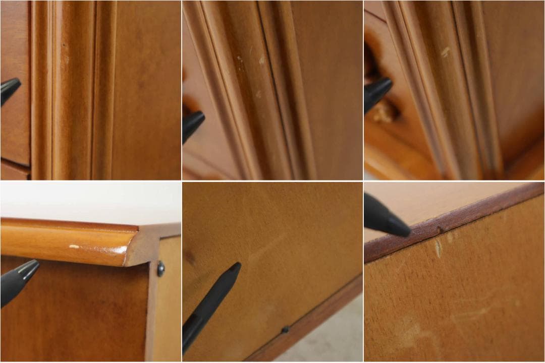 値下アンティーク調 猫脚 サイドチェスト 5段 電話台 FAX台