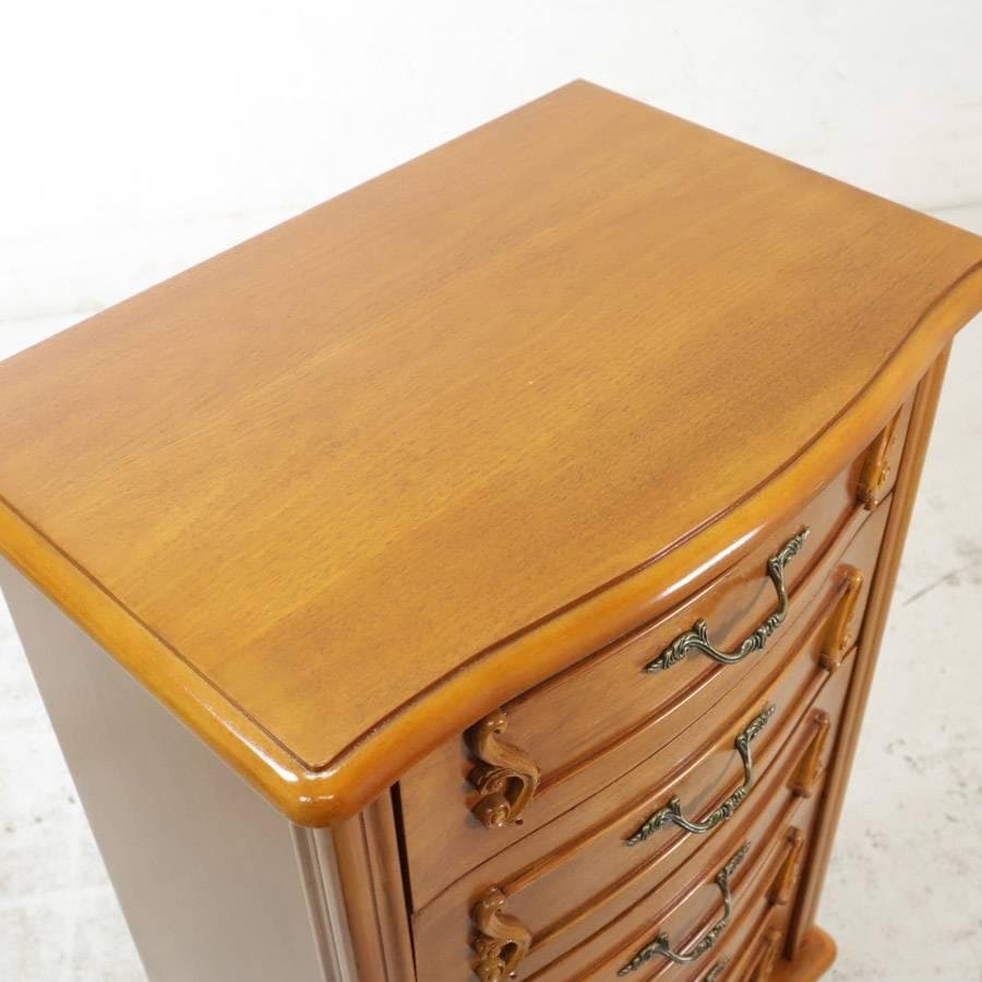 値下アンティーク調 猫脚 サイドチェスト 5段 電話台 FAX台