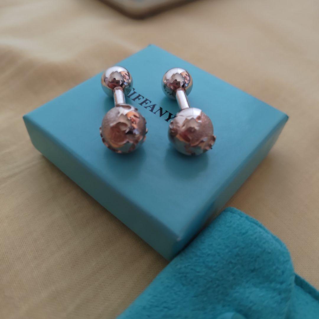 【未使用】ティファニー　グローブ　地球　バーベル・カフス　カフリンクス