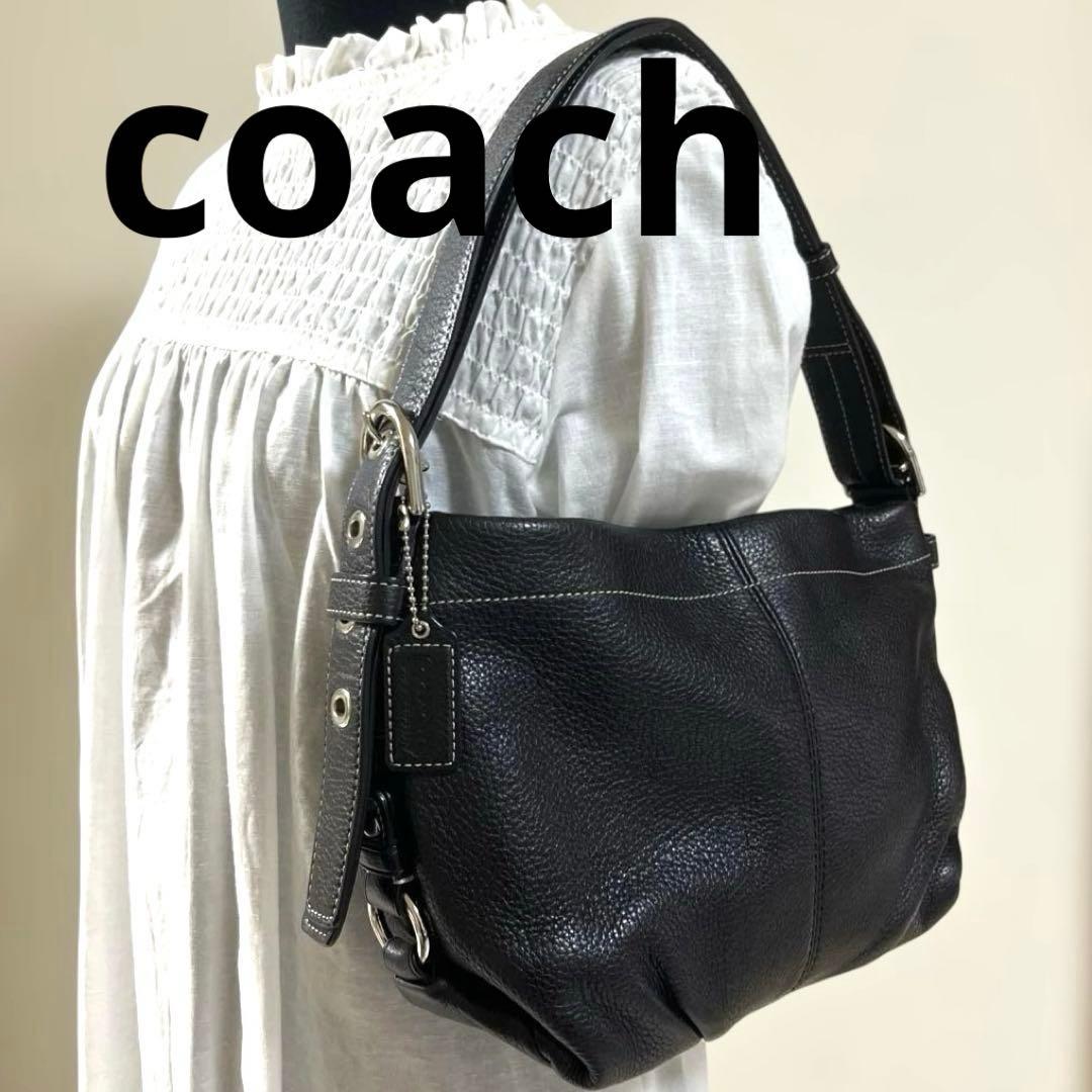 【coach】ショルダーバック　肩がけバック レザーバック　wayバック　黒