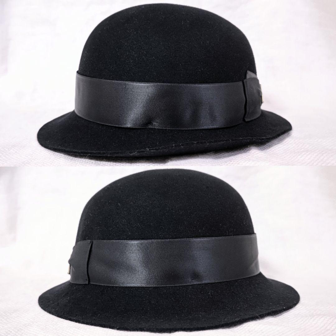 ボルサリーノBorsalino変形ボーラーラビットファーハット黒ブラック58