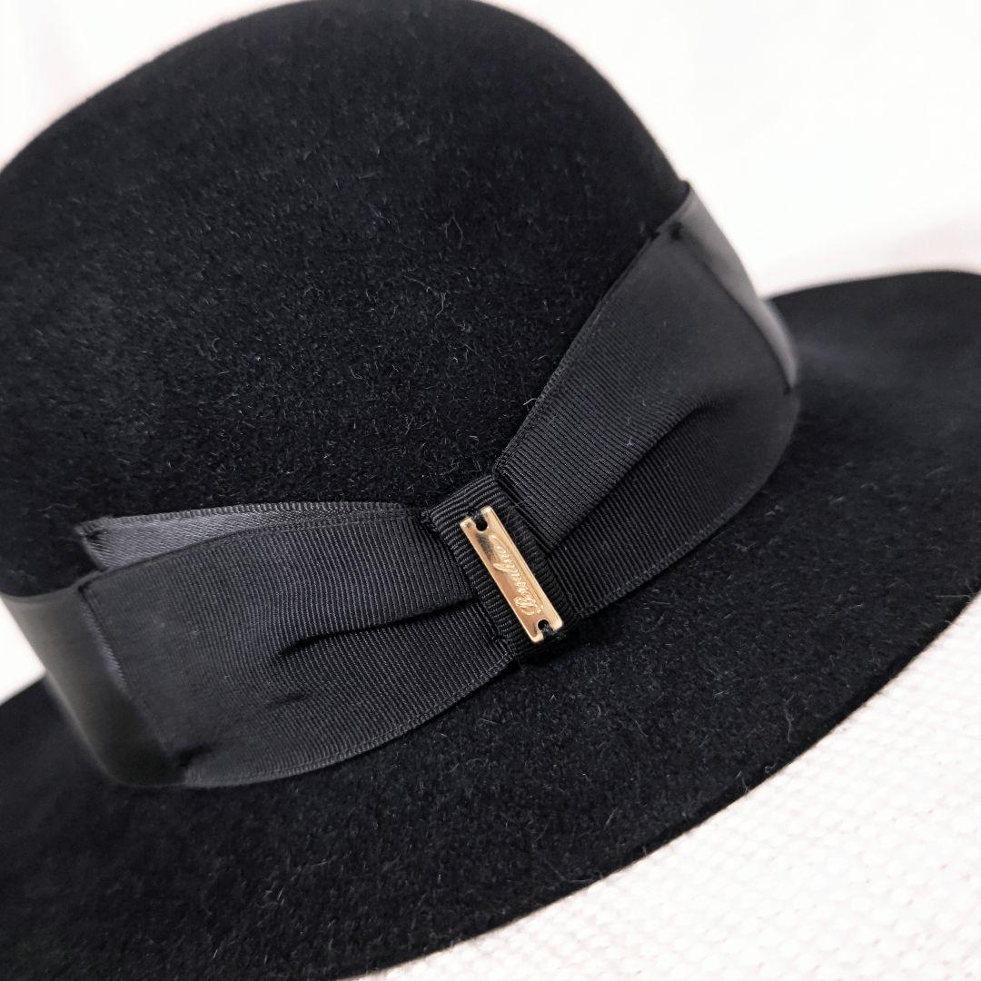 ボルサリーノBorsalino変形ボーラーラビットファーハット黒ブラック58