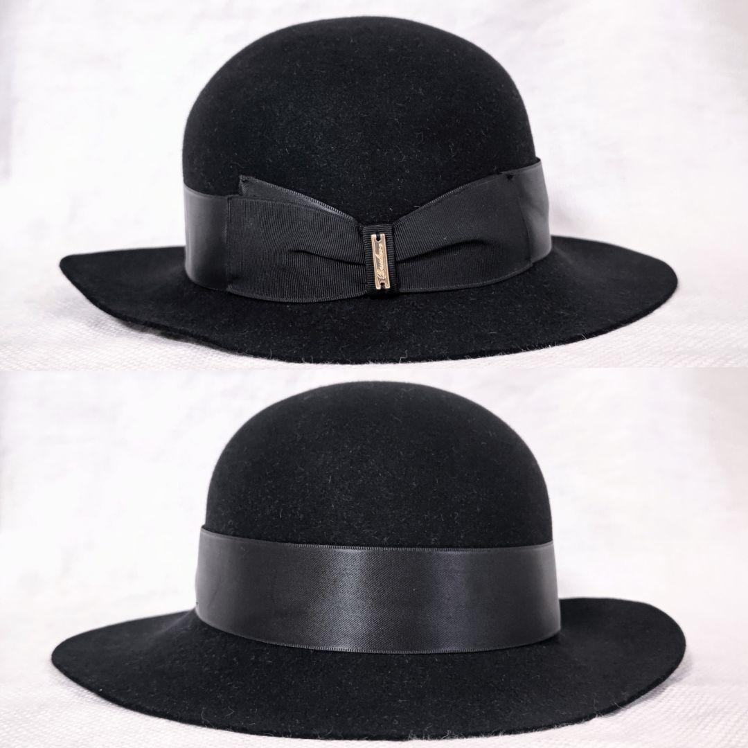 ボルサリーノBorsalino変形ボーラーラビットファーハット黒ブラック58