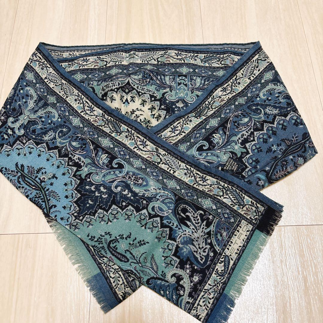 美品　ETRO エトロ 大判 ストール ショール ペイズリー 総柄　シルク混