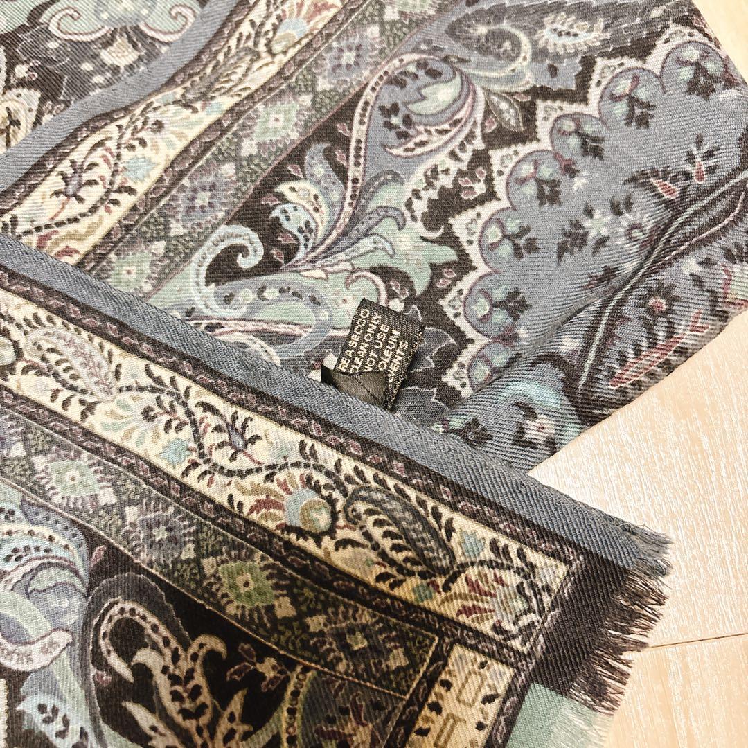 美品　ETRO エトロ 大判 ストール ショール ペイズリー 総柄　シルク混
