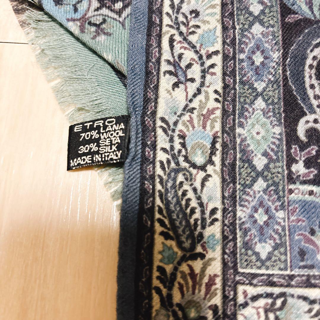 美品　ETRO エトロ 大判 ストール ショール ペイズリー 総柄　シルク混