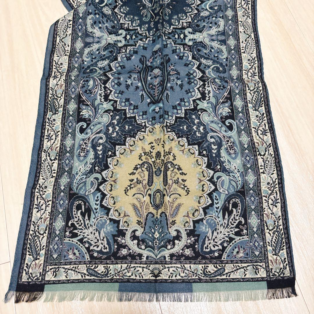 美品　ETRO エトロ 大判 ストール ショール ペイズリー 総柄　シルク混