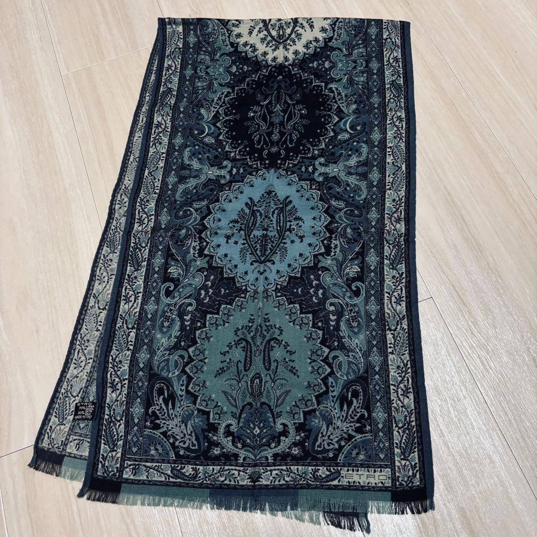 美品　ETRO エトロ 大判 ストール ショール ペイズリー 総柄　シルク混