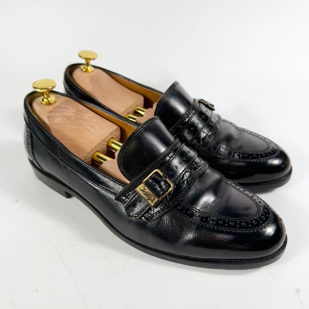 イヴ・サンローラン　YSL ローファー（25）革靴　ベルト　日本製　３E 黒