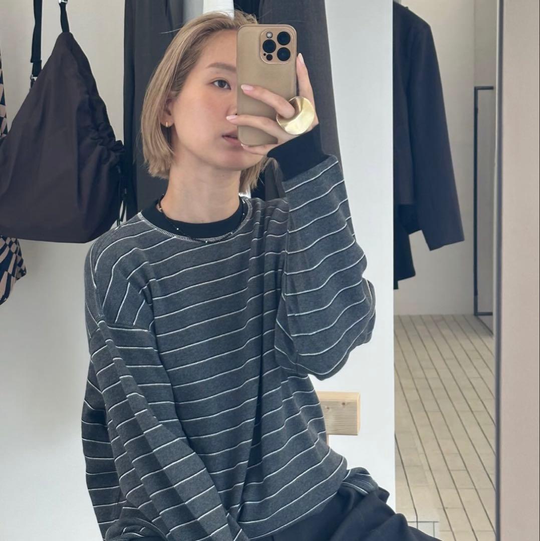 【新品】Border Long T-shirts チャコールグレー