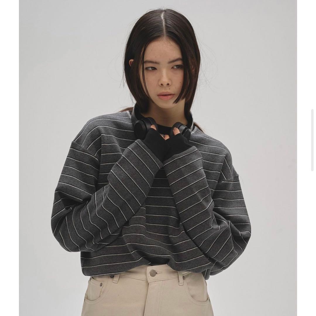 【新品】Border Long T-shirts チャコールグレー