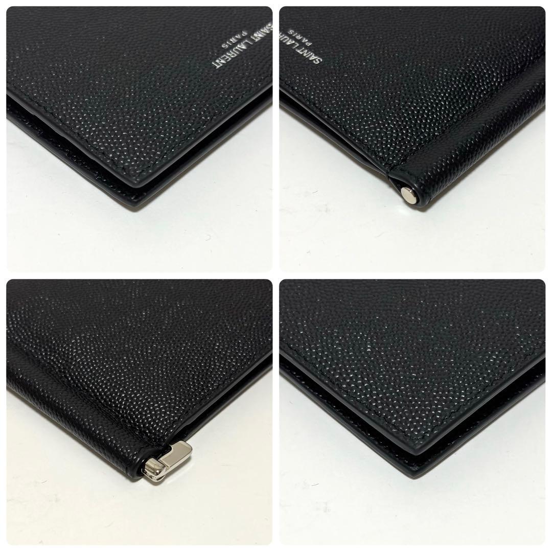 322✨極美品✨サンローラン マネークリップ キャビアスキン レザー ブラック