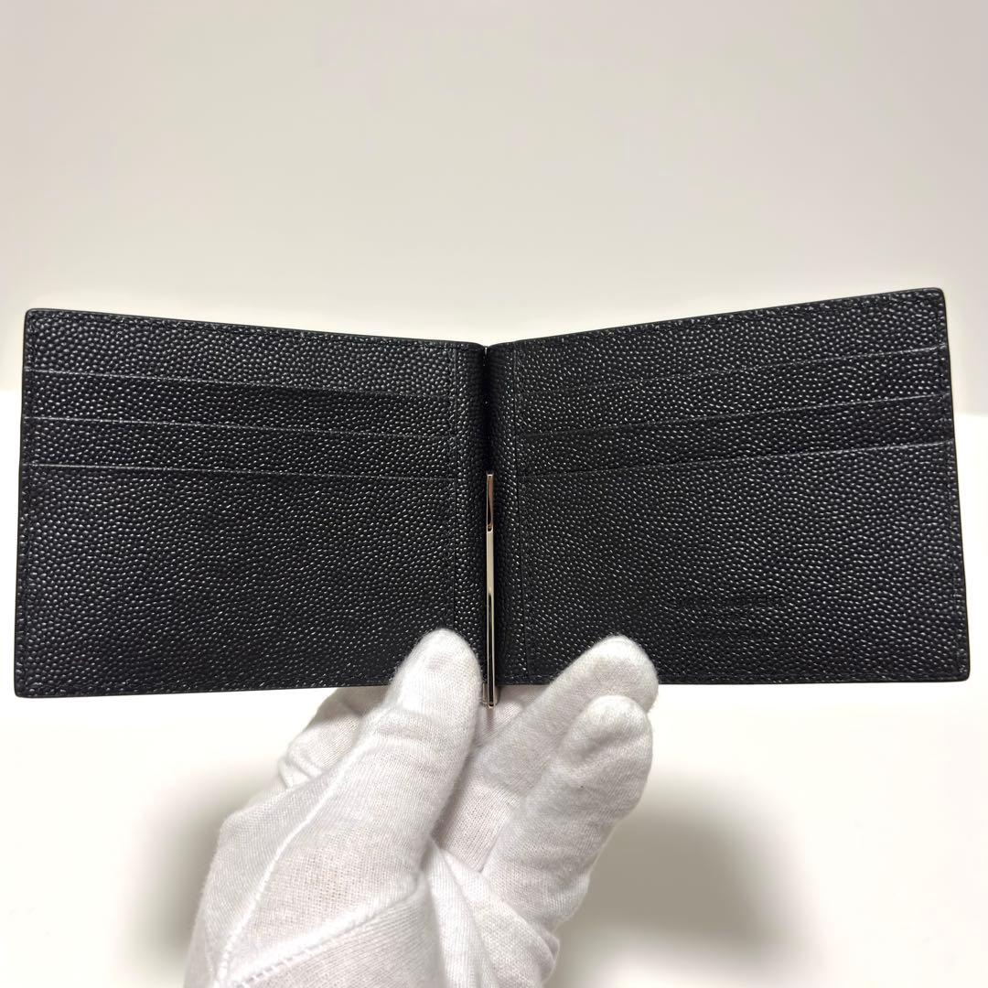 322✨極美品✨サンローラン マネークリップ キャビアスキン レザー ブラック