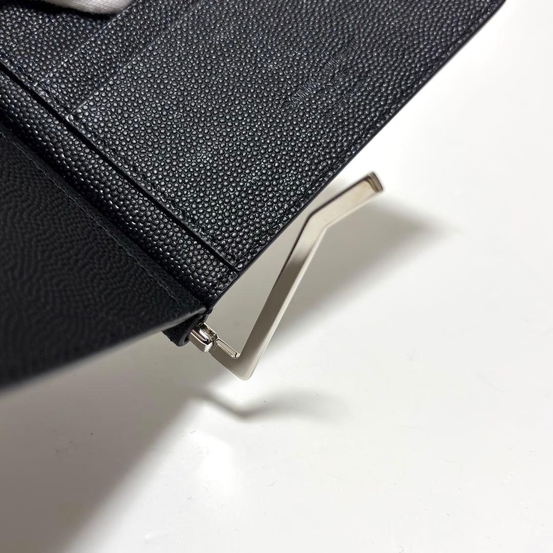 322✨極美品✨サンローラン マネークリップ キャビアスキン レザー ブラック