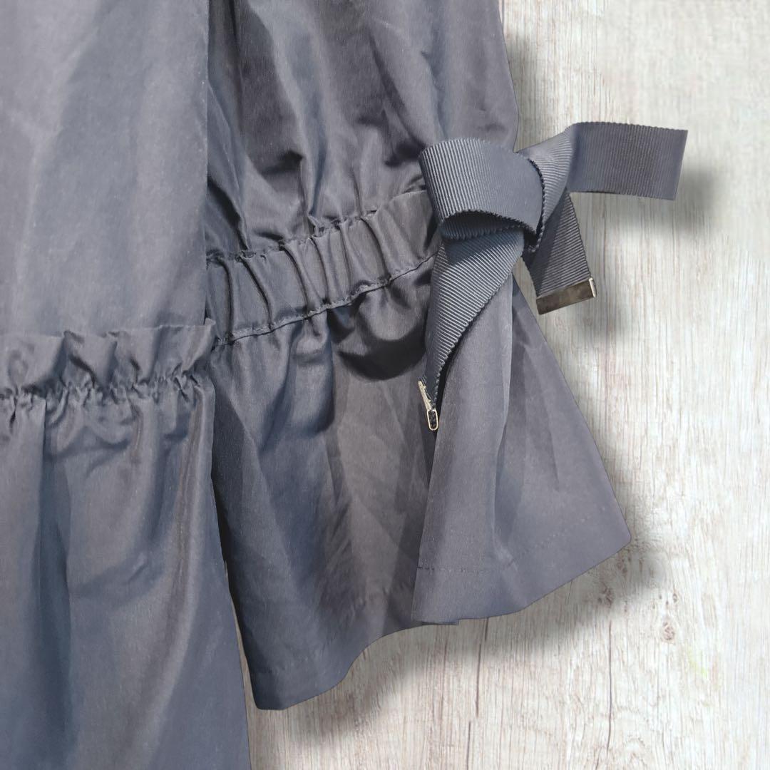 【 トゥービーシック 】 ティアードフリルタフタコート 濃紺 黒 46