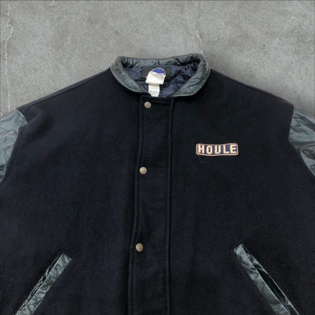 カナダ製ヴィンテージスタジャンバーシティジャケット袖レザー本革大きいサイズ