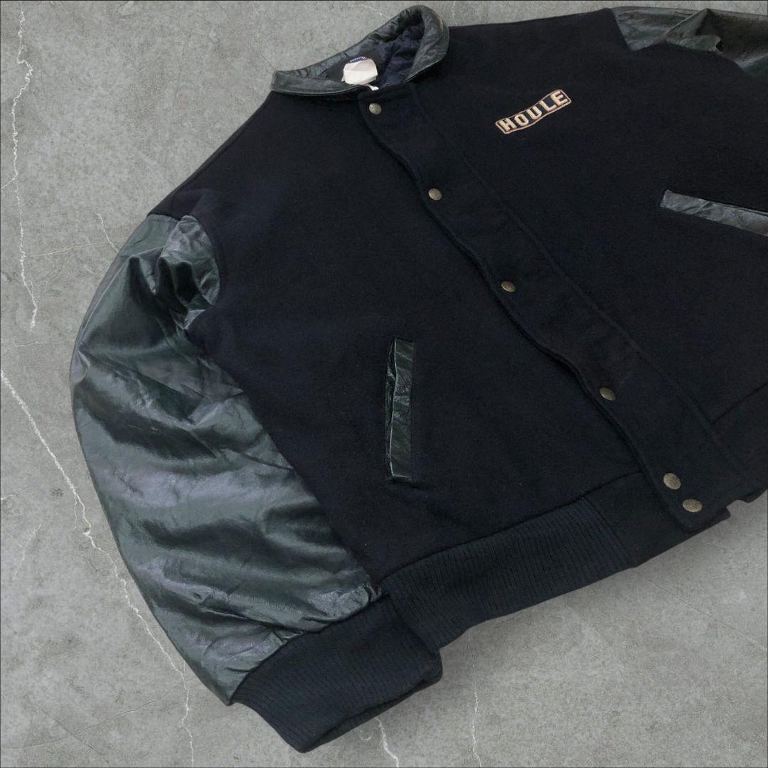 カナダ製ヴィンテージスタジャンバーシティジャケット袖レザー本革大きいサイズ