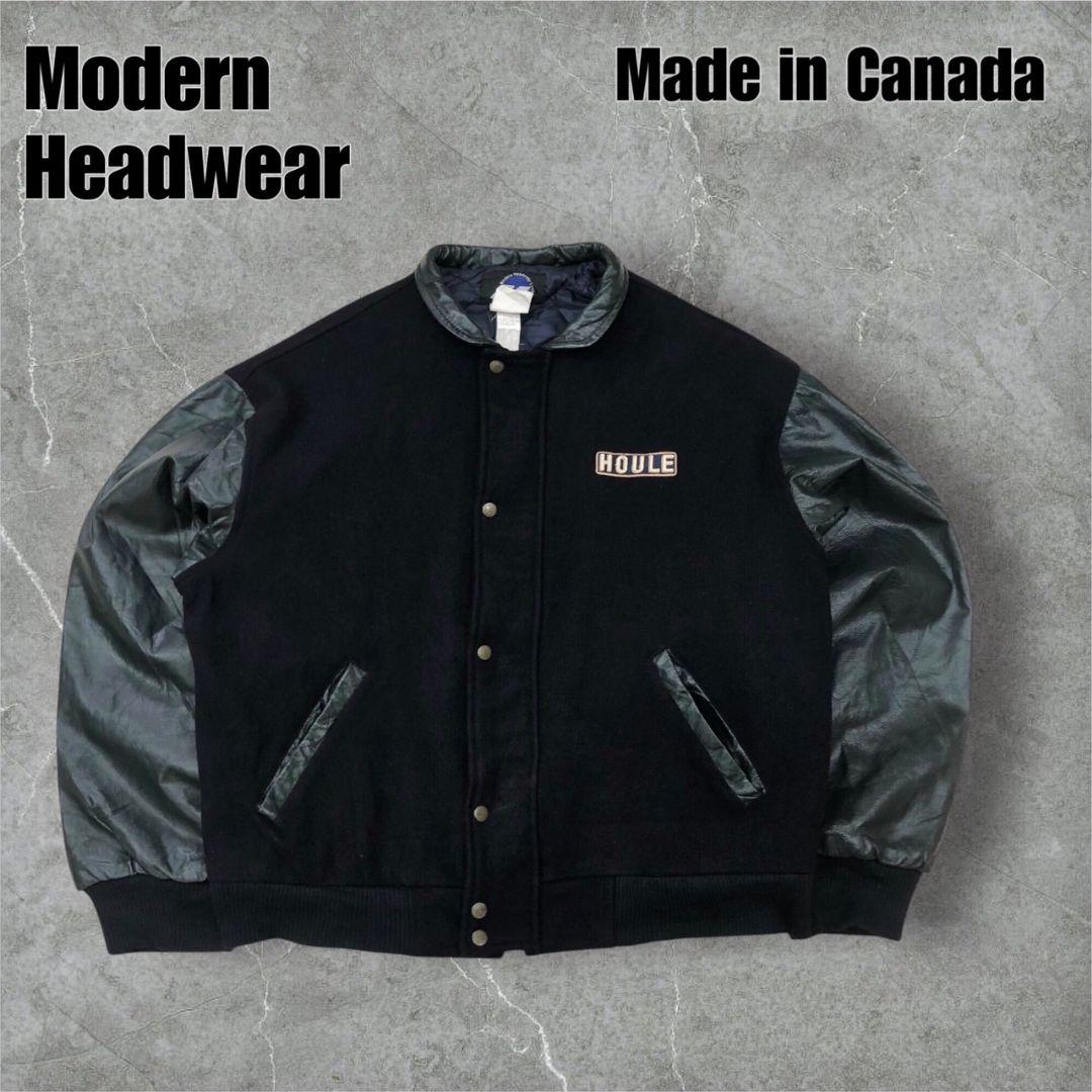 カナダ製ヴィンテージスタジャンバーシティジャケット袖レザー本革大きいサイズ