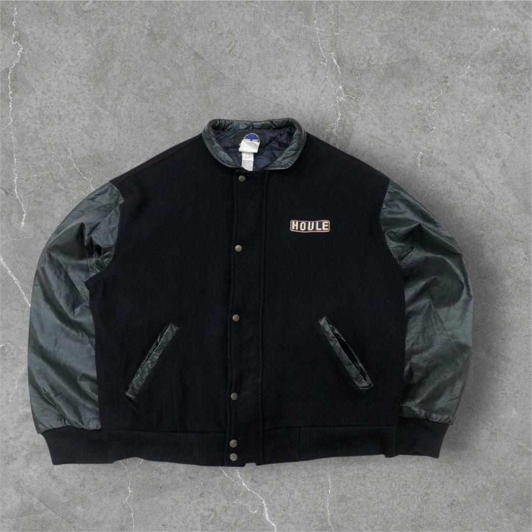 カナダ製ヴィンテージスタジャンバーシティジャケット袖レザー本革大きいサイズ