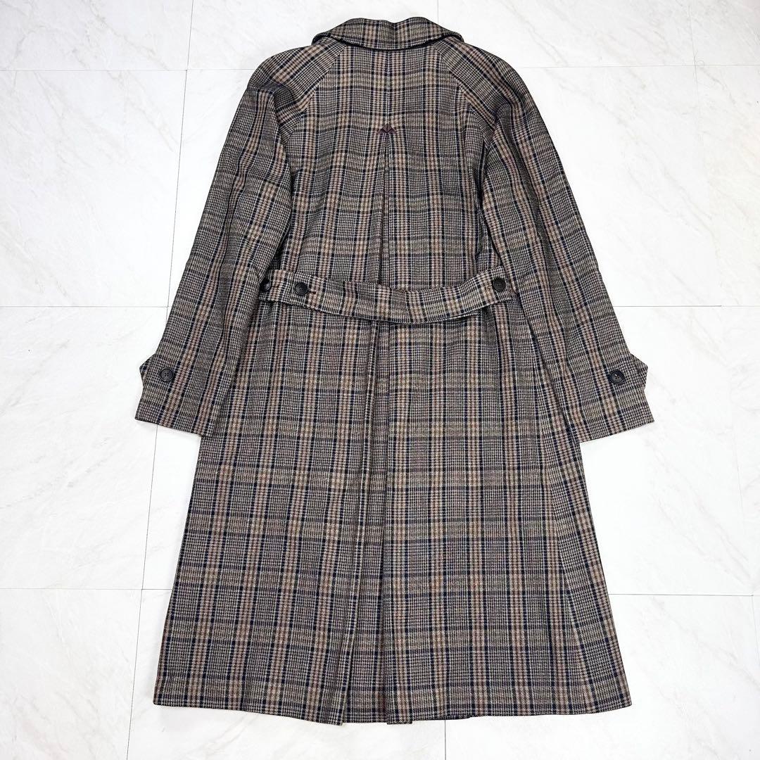 未使用に近い ETRO チェスター レザーポケット 総柄 ロングコート 48