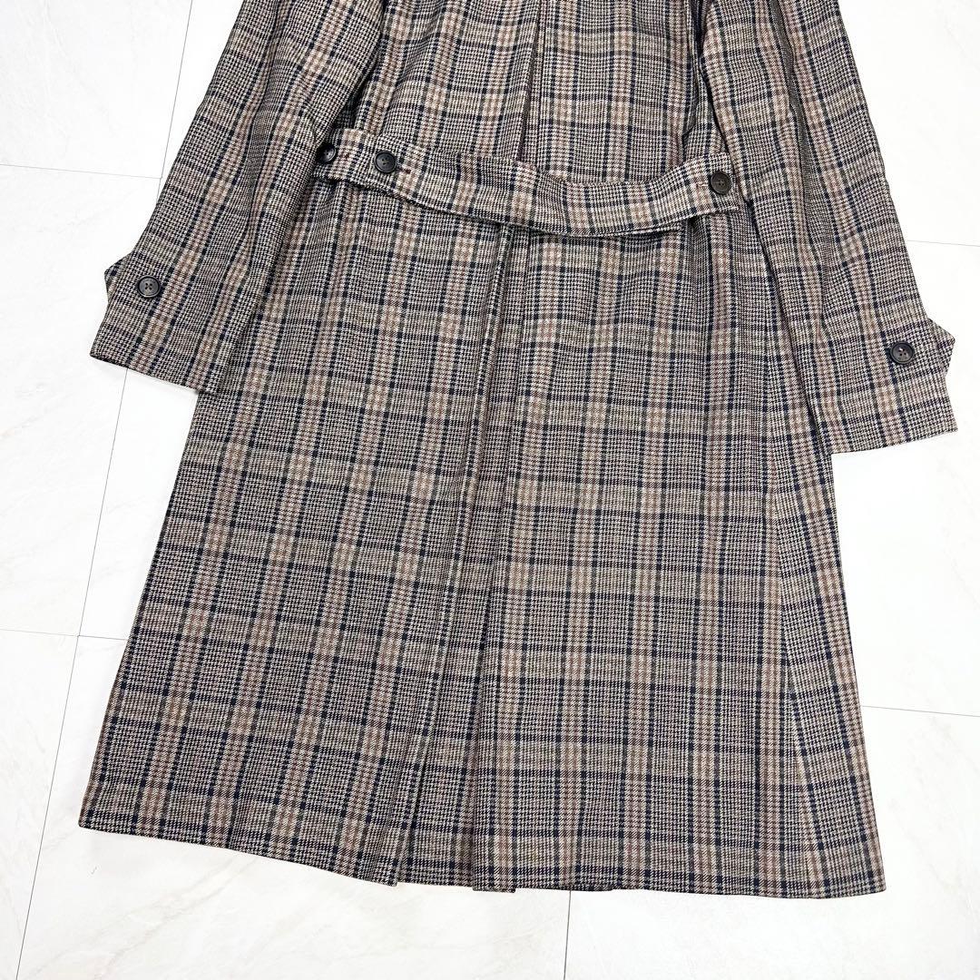 未使用に近い ETRO チェスター レザーポケット 総柄 ロングコート 48