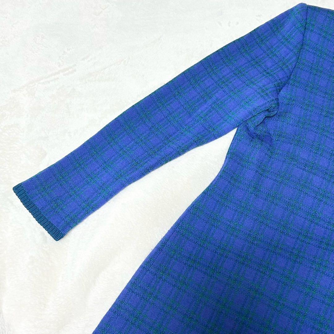 ★美品★イヴサンローラン　ニットワンピース　金ボタン　カサンドラロゴ　チェック