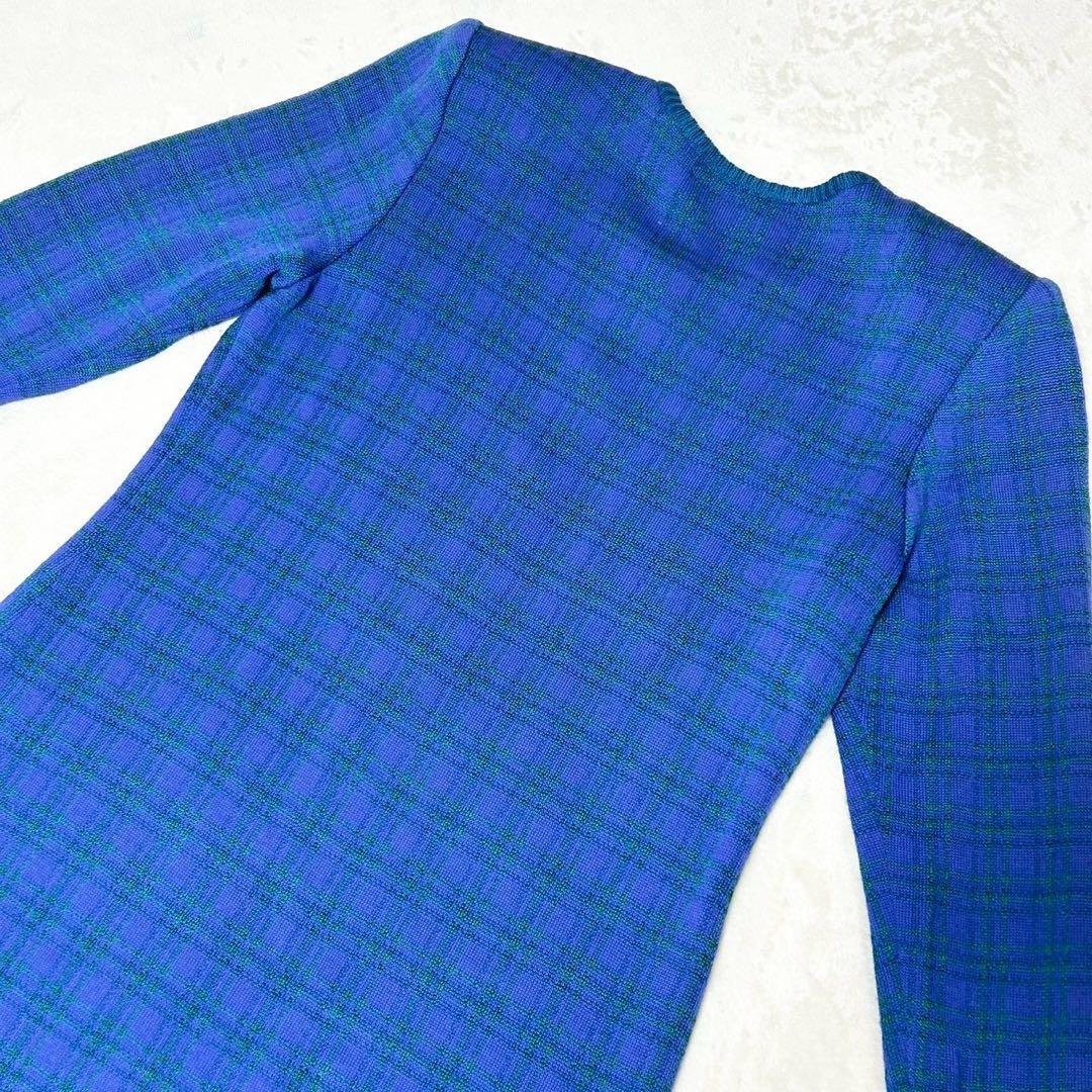 ★美品★イヴサンローラン　ニットワンピース　金ボタン　カサンドラロゴ　チェック