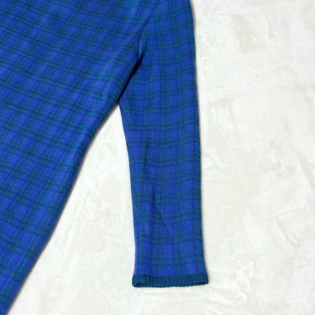 ★美品★イヴサンローラン　ニットワンピース　金ボタン　カサンドラロゴ　チェック