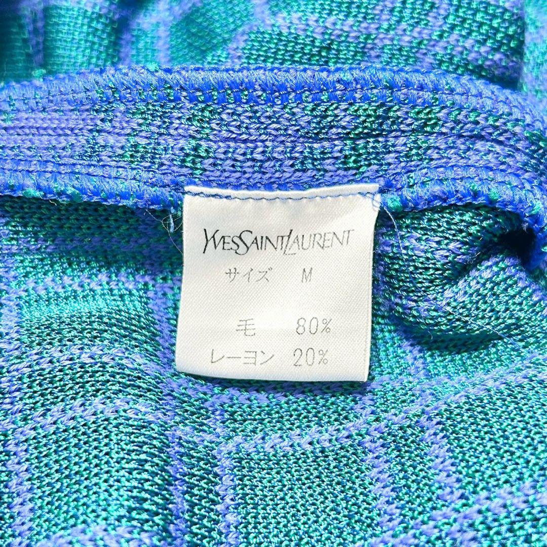 ★美品★イヴサンローラン　ニットワンピース　金ボタン　カサンドラロゴ　チェック