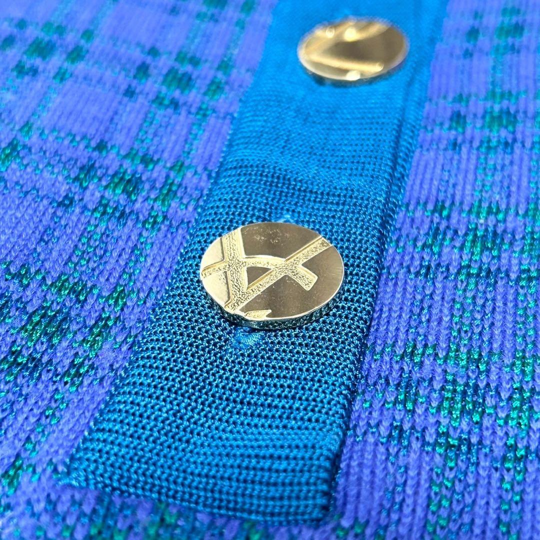 ★美品★イヴサンローラン　ニットワンピース　金ボタン　カサンドラロゴ　チェック