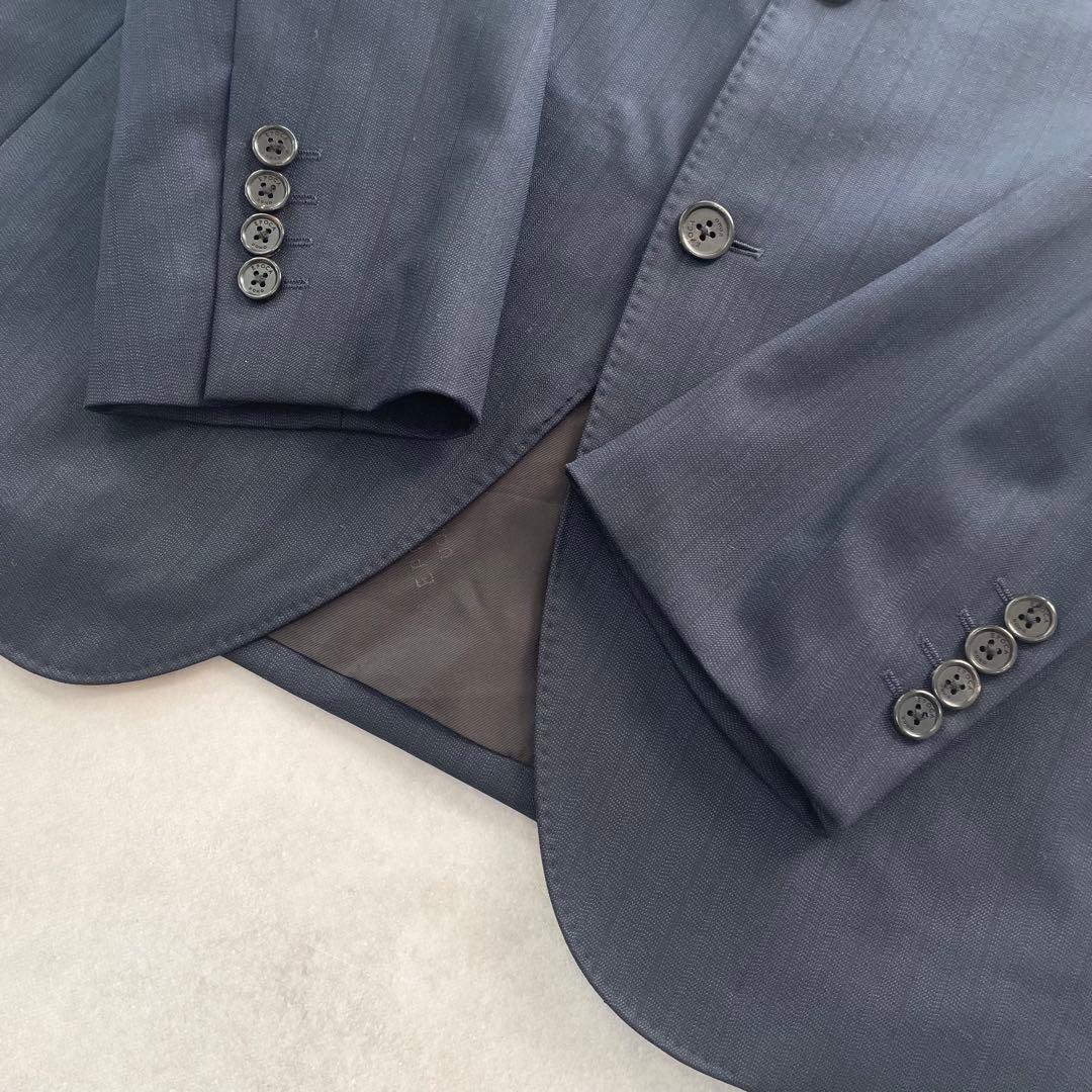 極美品✨エポカウォモ ビジネススーツ セットアップ 上下 2B 紺茶 50 XL