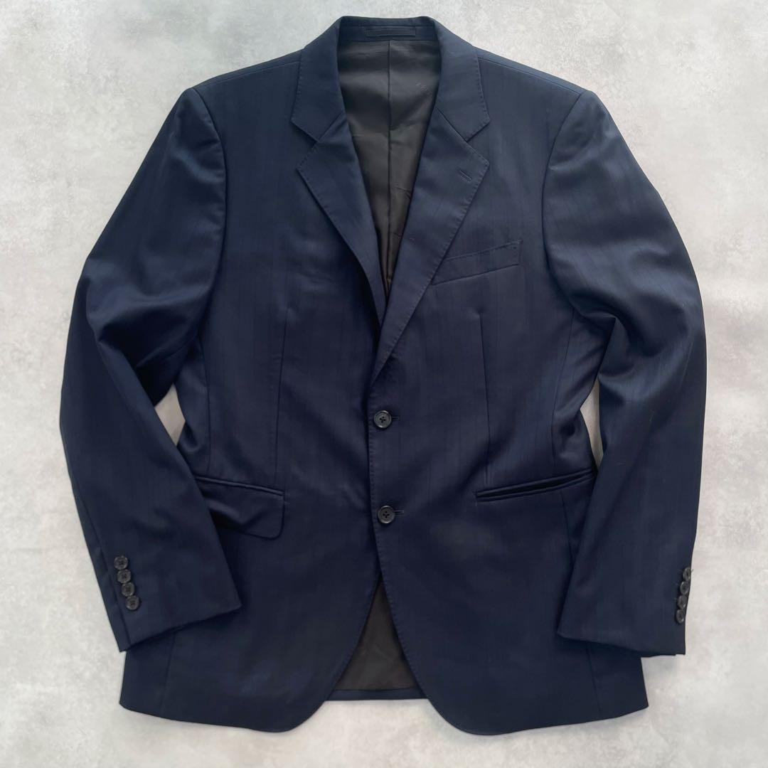 極美品✨エポカウォモ ビジネススーツ セットアップ 上下 2B 紺茶 50 XL