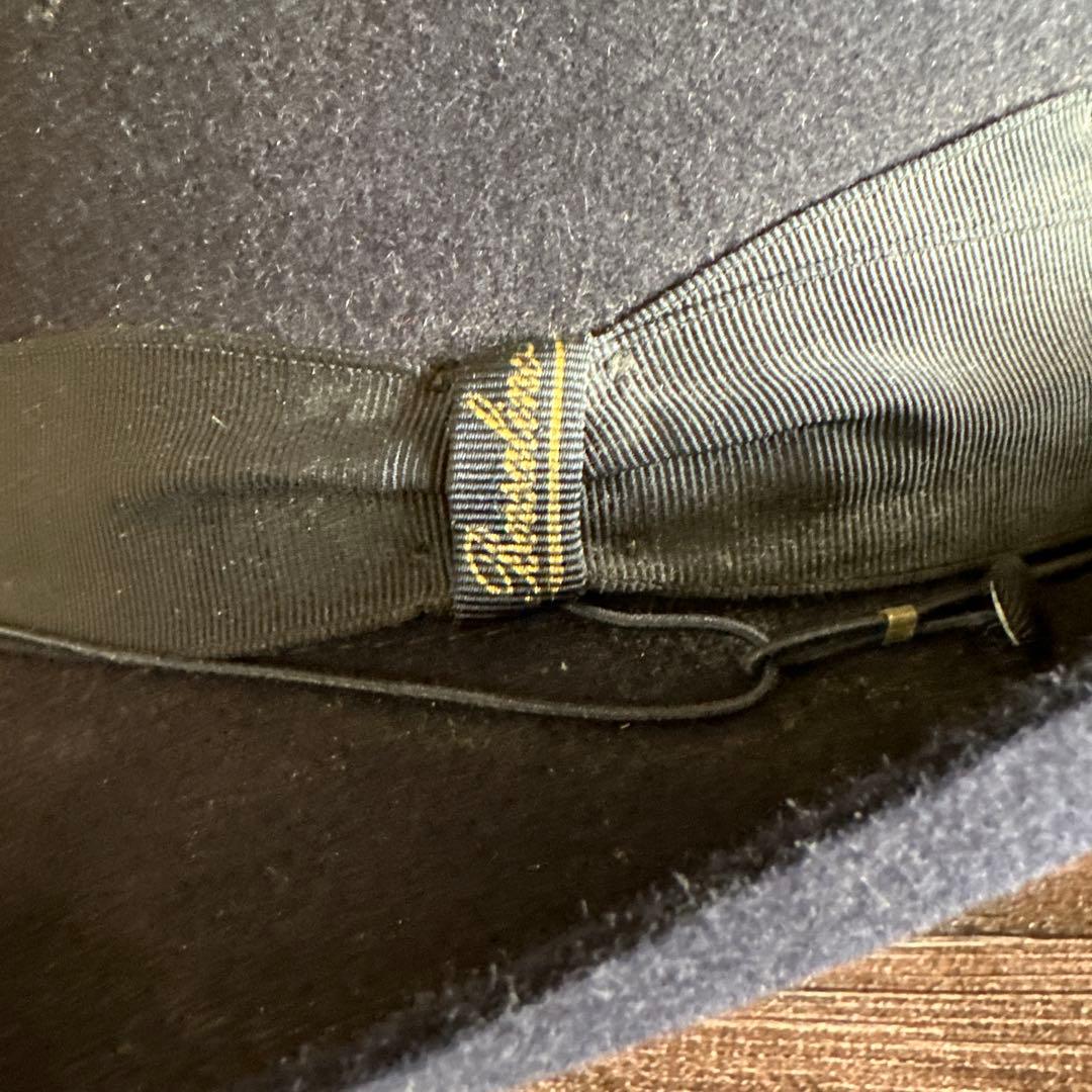 ボルサリーノ　ネイビー　ウール フェルトハット リボン　イタリア製　60cm