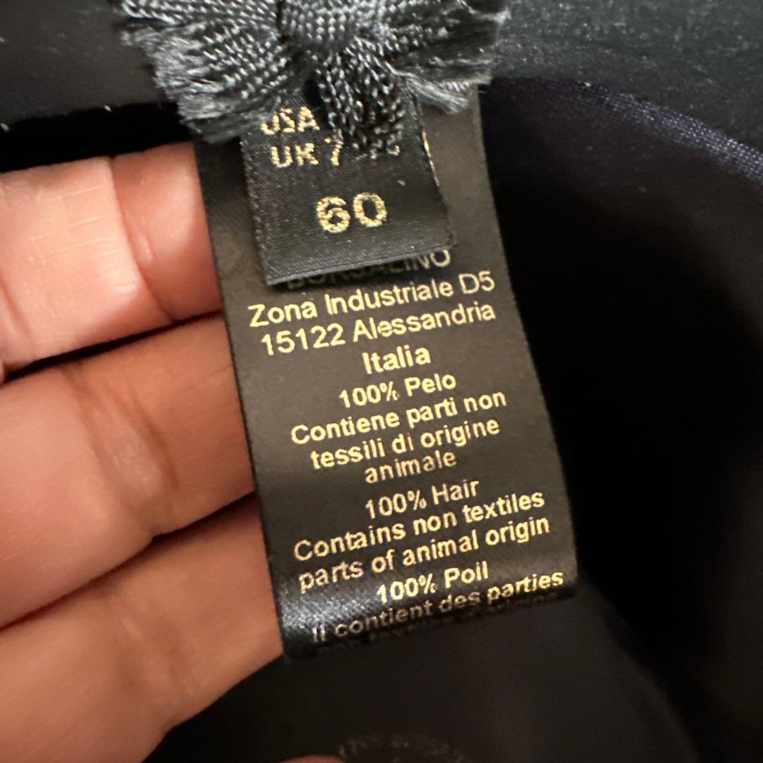 ボルサリーノ　ネイビー　ウール フェルトハット リボン　イタリア製　60cm