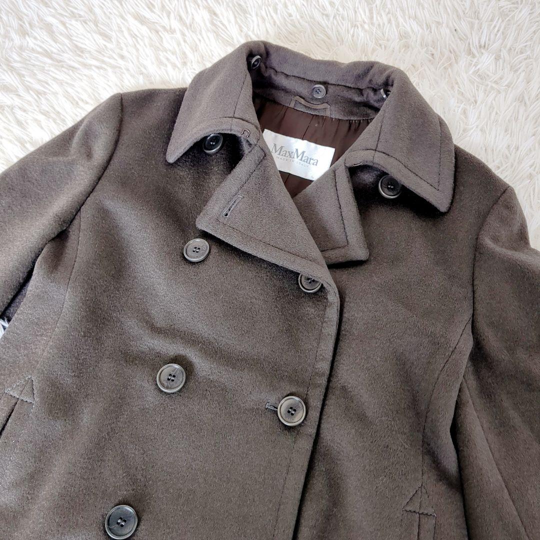 【訳あり】MaxMara白タグ XLキャメル ヌートリア Pコート 大きいサイズ