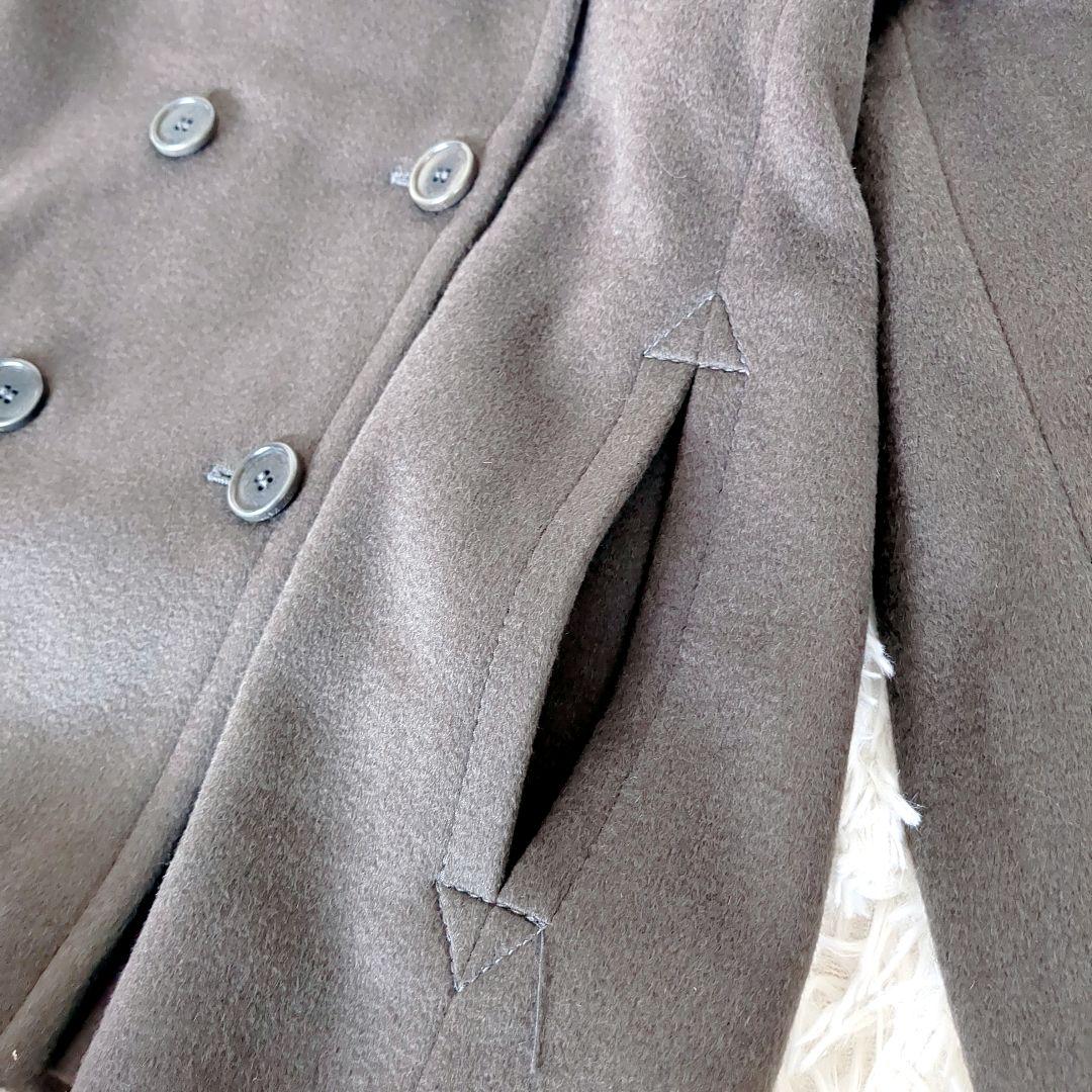 【訳あり】MaxMara白タグ XLキャメル ヌートリア Pコート 大きいサイズ