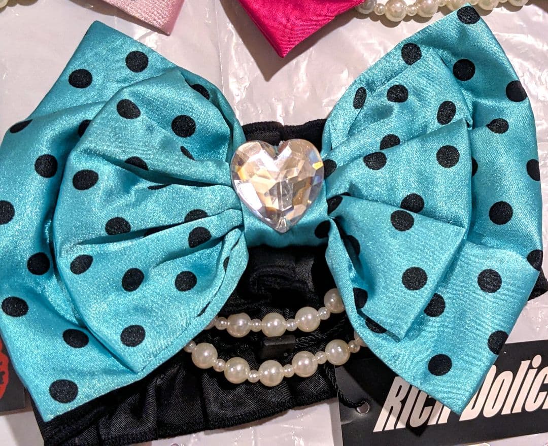 新品未使用 おりぼん パール ハートチャーム付きガーター