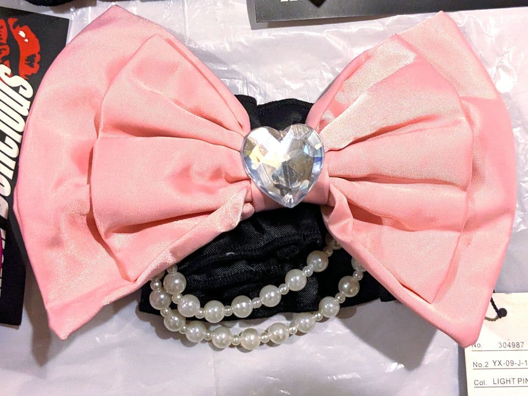 新品未使用 おりぼん パール ハートチャーム付きガーター