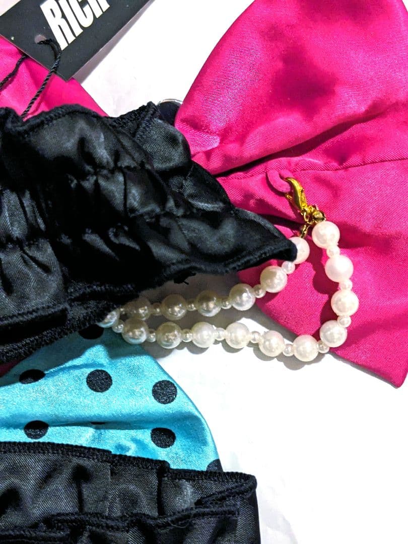 新品未使用 おりぼん パール ハートチャーム付きガーター