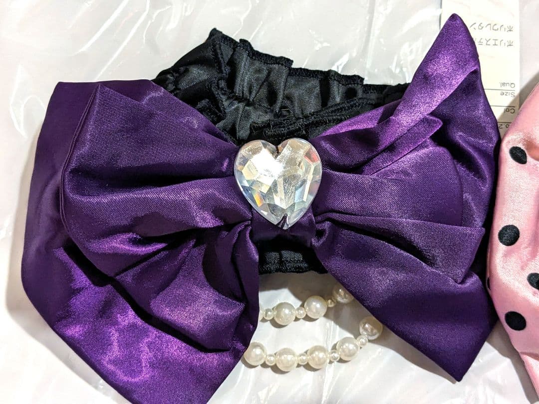 新品未使用 おりぼん パール ハートチャーム付きガーター