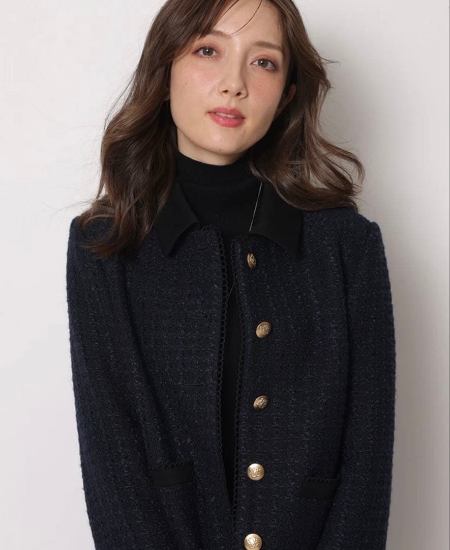 タグ付き　バイカラーツイードジャケット