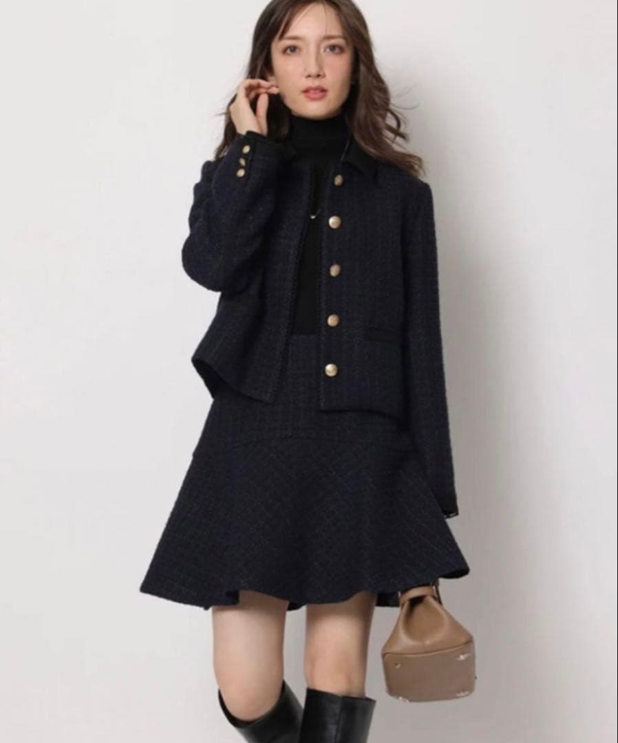 タグ付き　バイカラーツイードジャケット