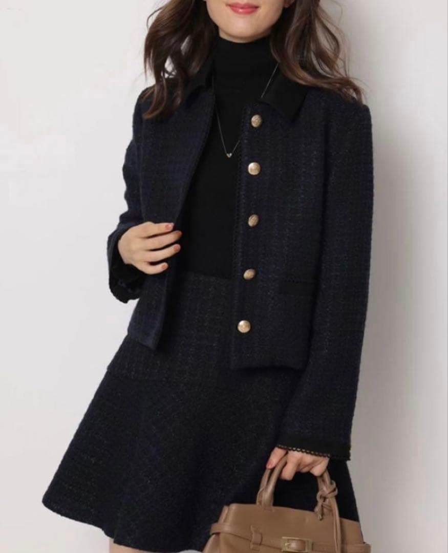 タグ付き　バイカラーツイードジャケット