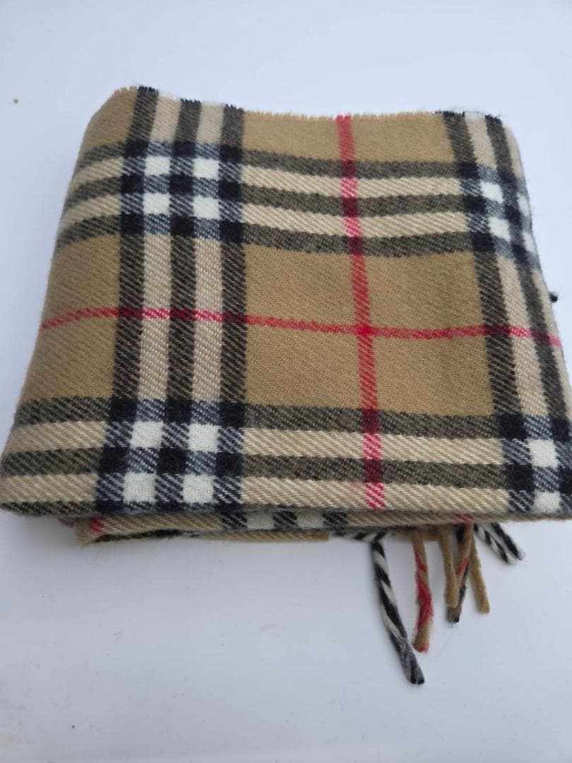 未使用Burberrys チェック柄マフラー ウール100%英国製
