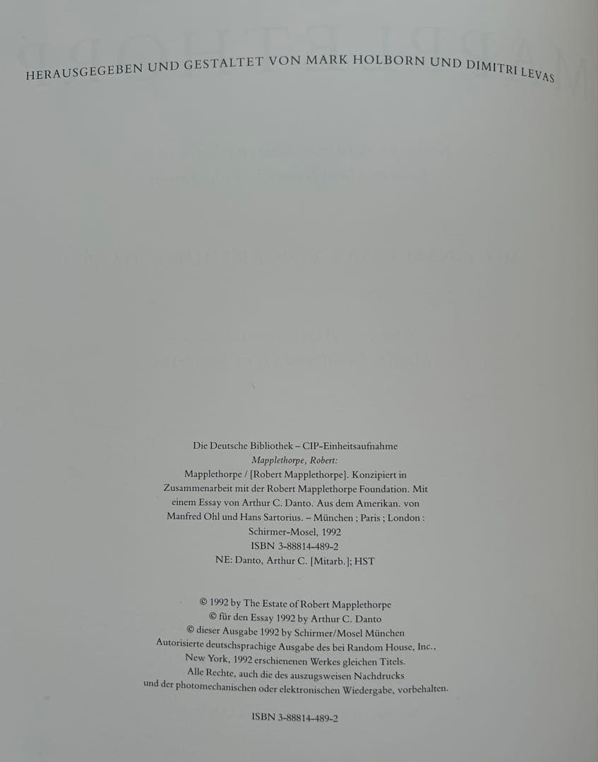 ロバート・メイプルソープMAPPLETHORPE SCHIRMER/MOSEL