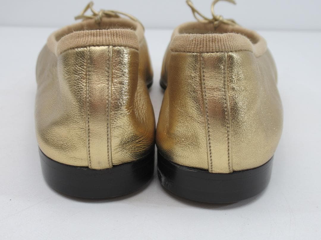 【正規品】シャネル ココマーク バレエシューズ ゴールド 38 N87