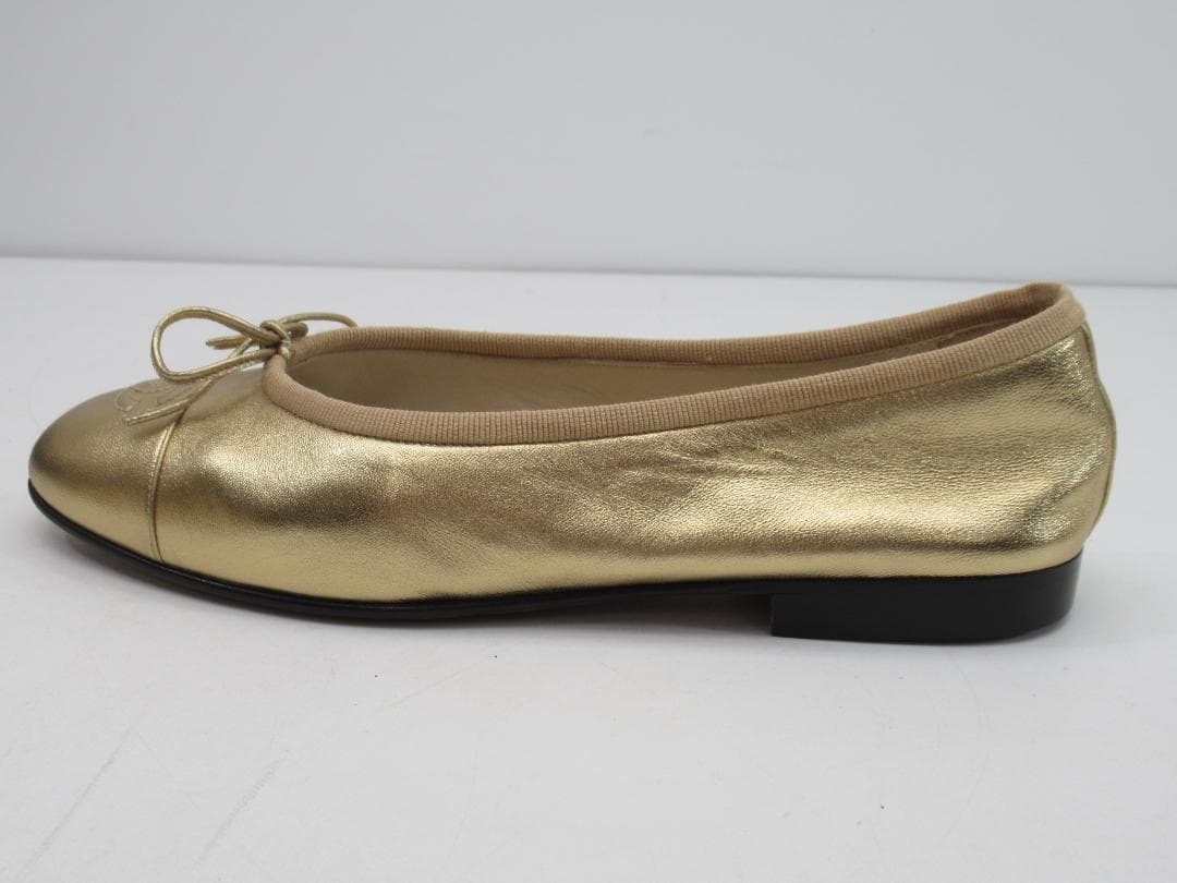 【正規品】シャネル ココマーク バレエシューズ ゴールド 38 N87