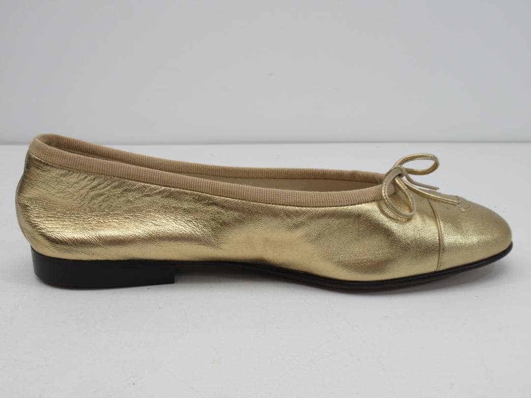 【正規品】シャネル ココマーク バレエシューズ ゴールド 38 N87