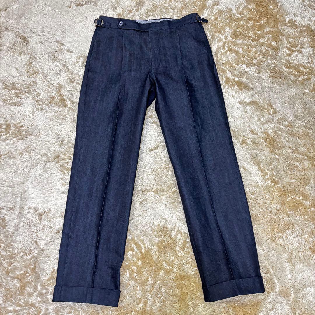 【極美品】鎌倉シャツ サイドアジャスター1プリーツデニムスラックス デニスラ44